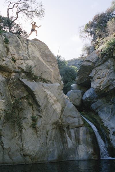 Jumping at Aztec Falls Cedar Glen CA