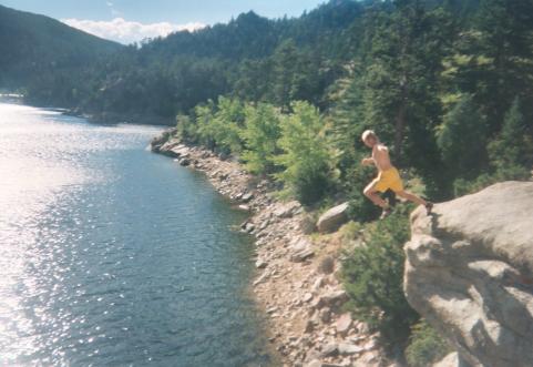 Jumping at Gross Reservoir Boulder CO