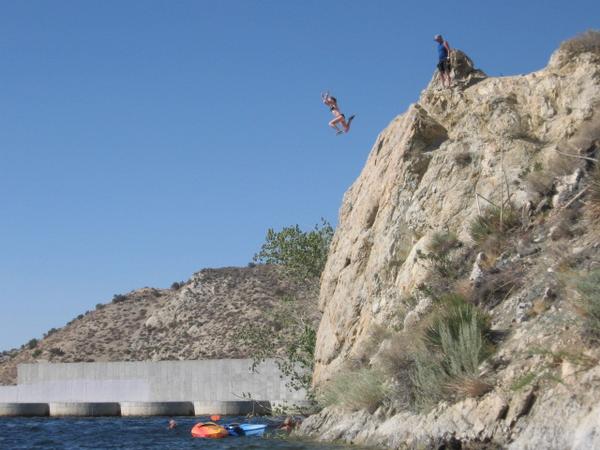 Jumping at Lil Rock Dam Palmdale CA